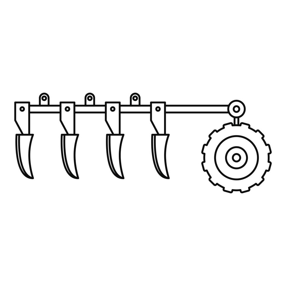 icono de arado de tractor, estilo de esquema vector