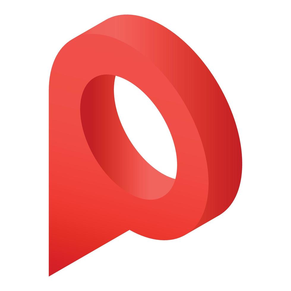 Red pointer icon, isometric style vector