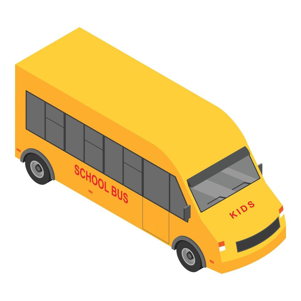 icono de autobús escolar pequeño, estilo isométrico vector
