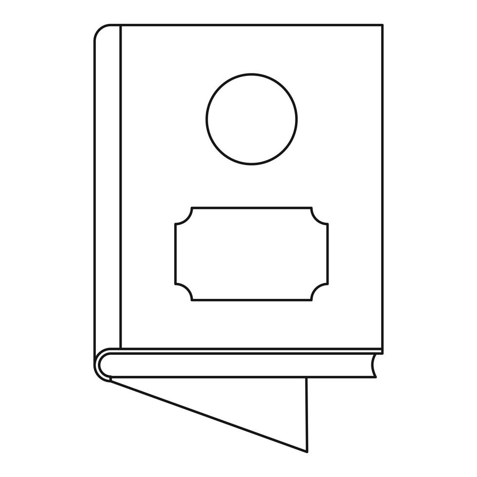 One book icon, outline style. vector