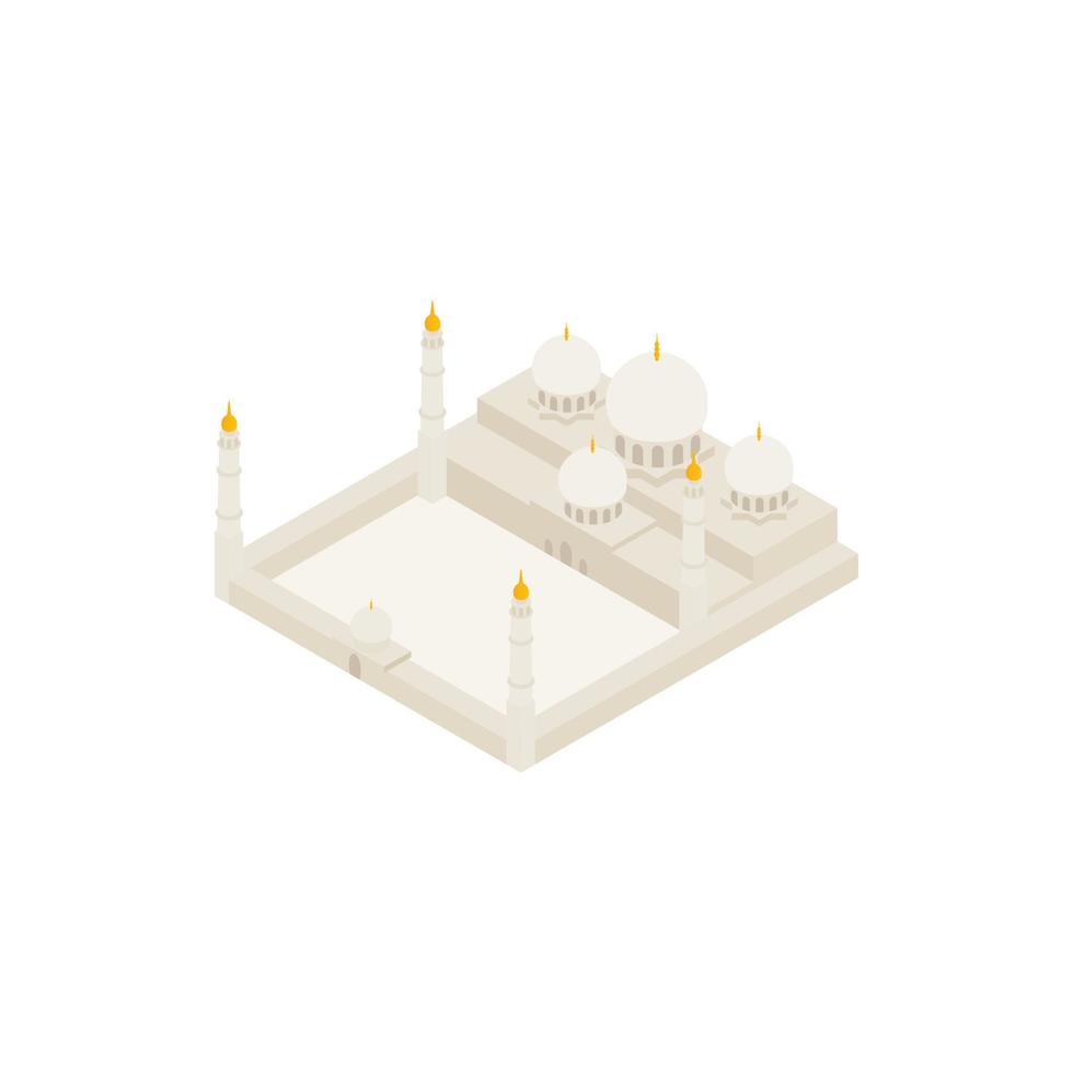 Sheikh Zayed Grand mosque icon, isometric 3d style vector