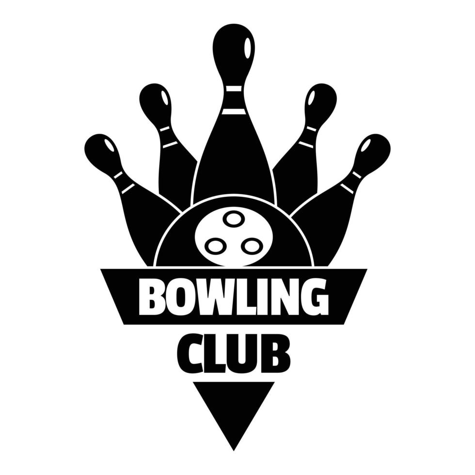 Bowling old club logo, simple style vector