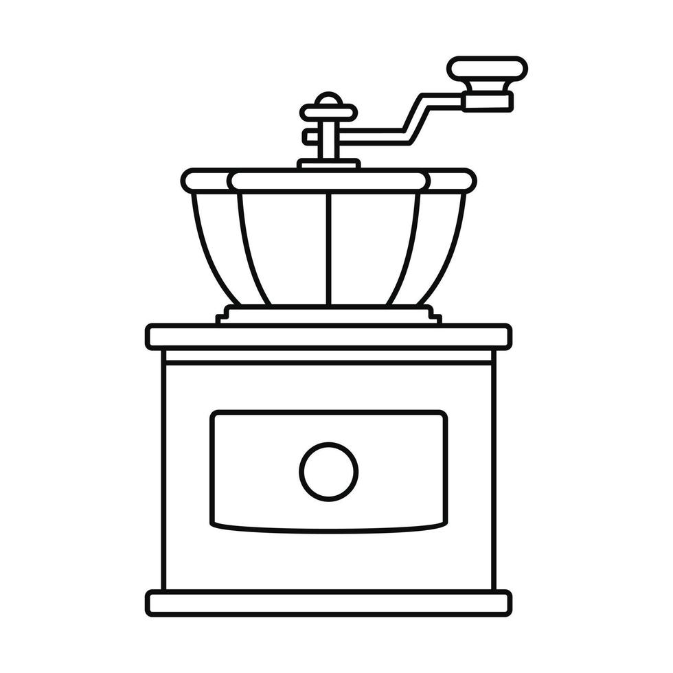 Hand coffee grinder icon, outline style vector