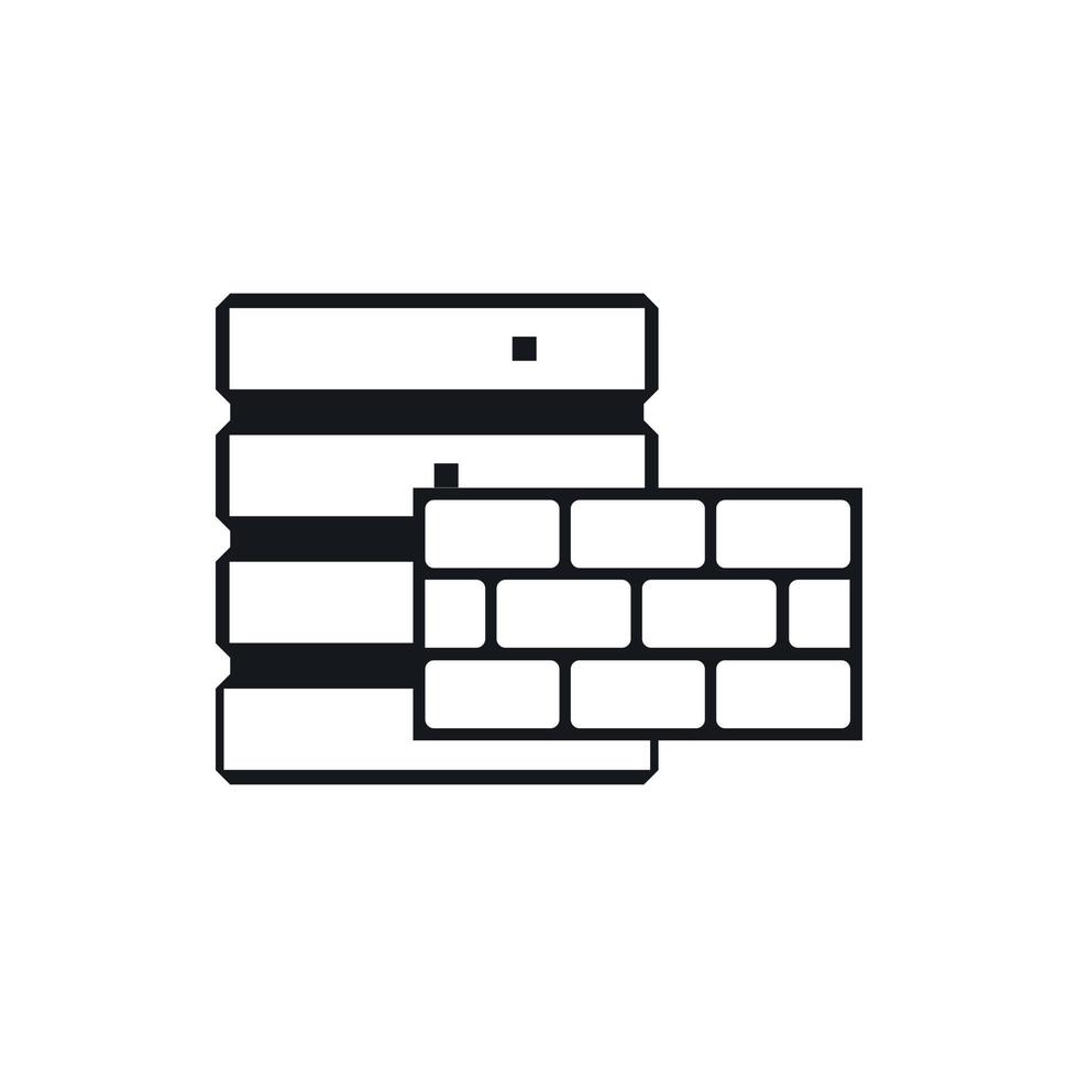 Database and brick wall icon, simple style vector