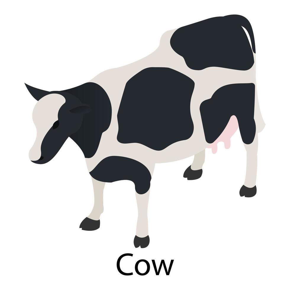 Cow icon, isometric style vector