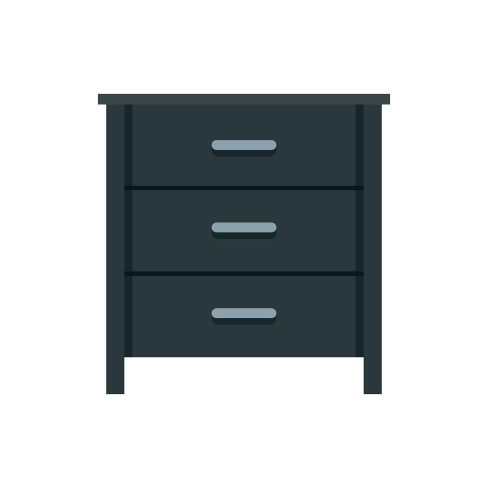 Black nightstand icon, flat style vector