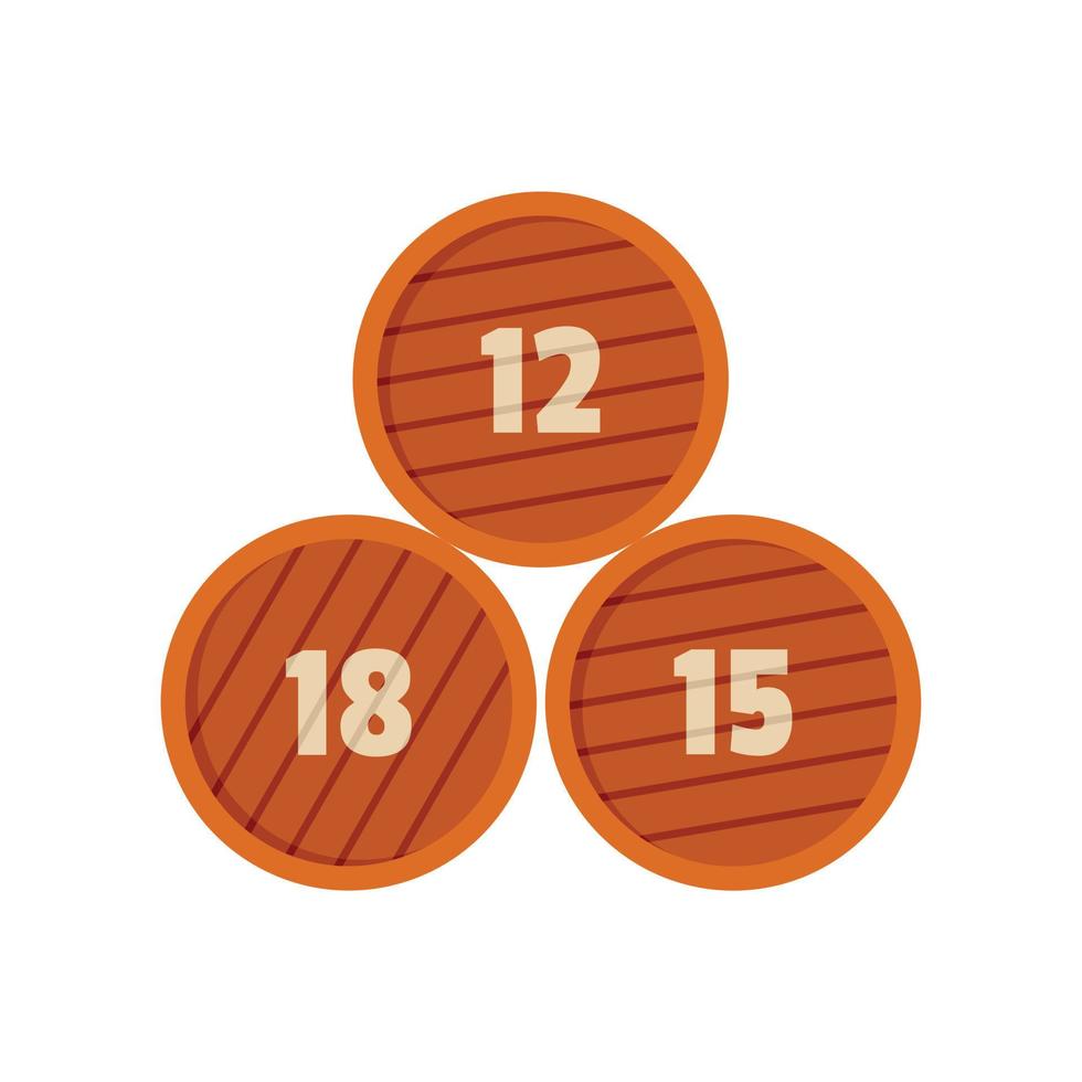 Group of wooden barrel icon, flat style vector