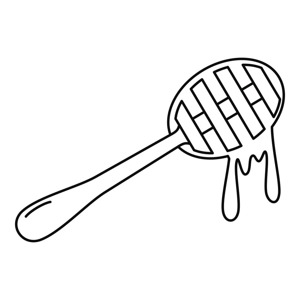 Wood honey spoon icon, outline style vector