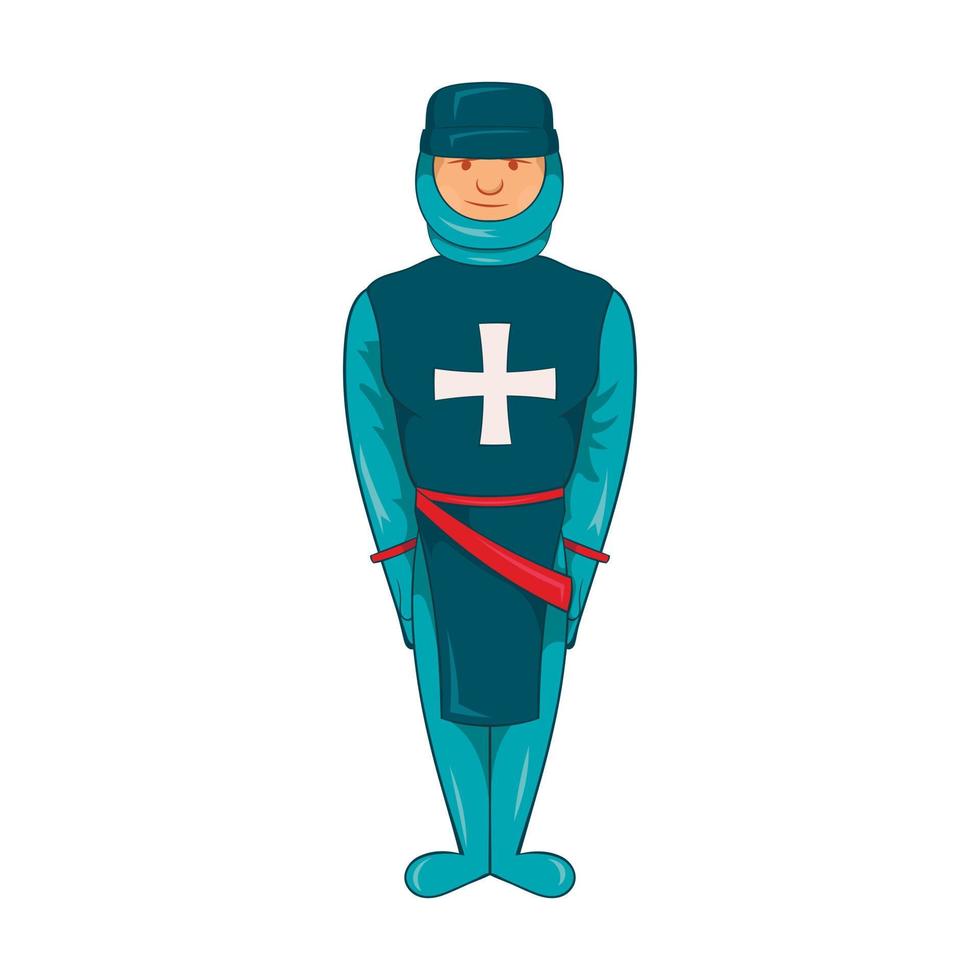 Man in blue uniform with cross on his chest icon vector
