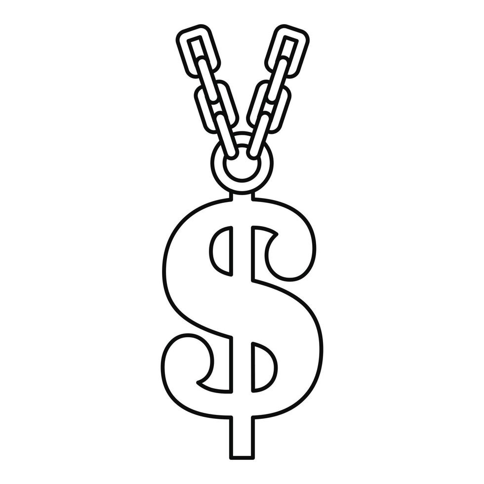 Gold dollar symbol icon, outline style vector