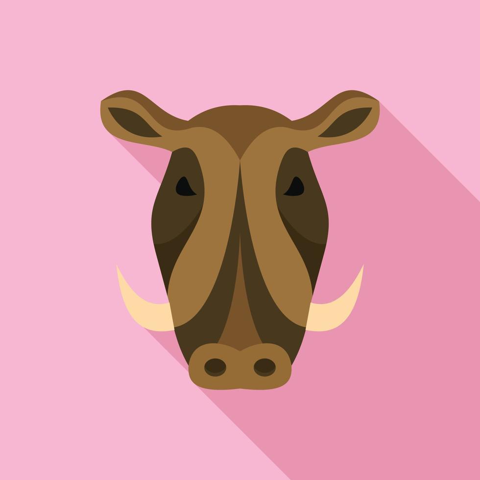 Wild pig icon, flat style vector