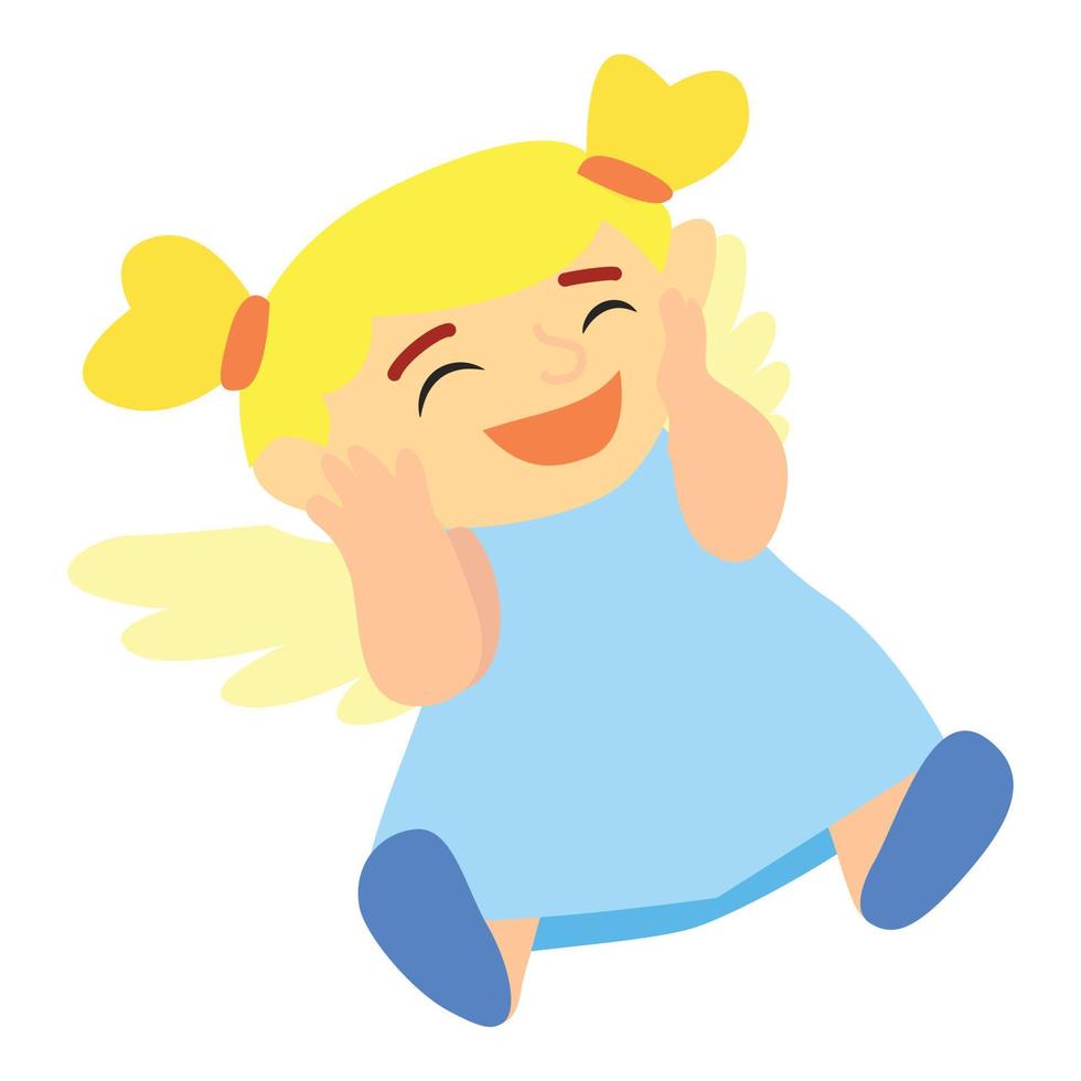 Happy angel girl icon, cartoon style vector