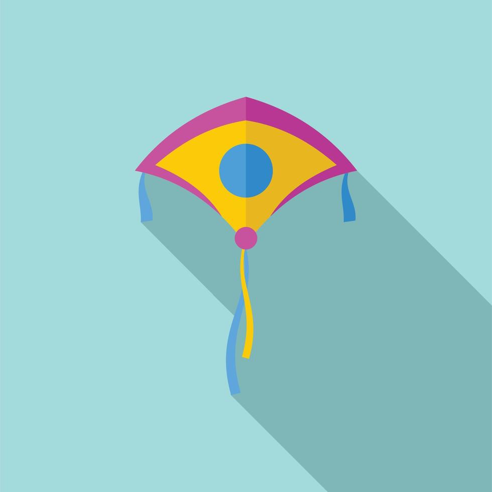 Childhood kite icon, flat style vector