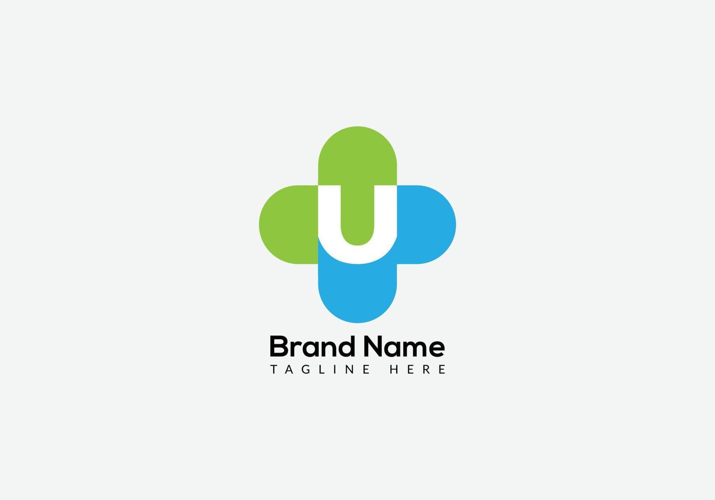 Abstract U letter modern initial medical logo design vector