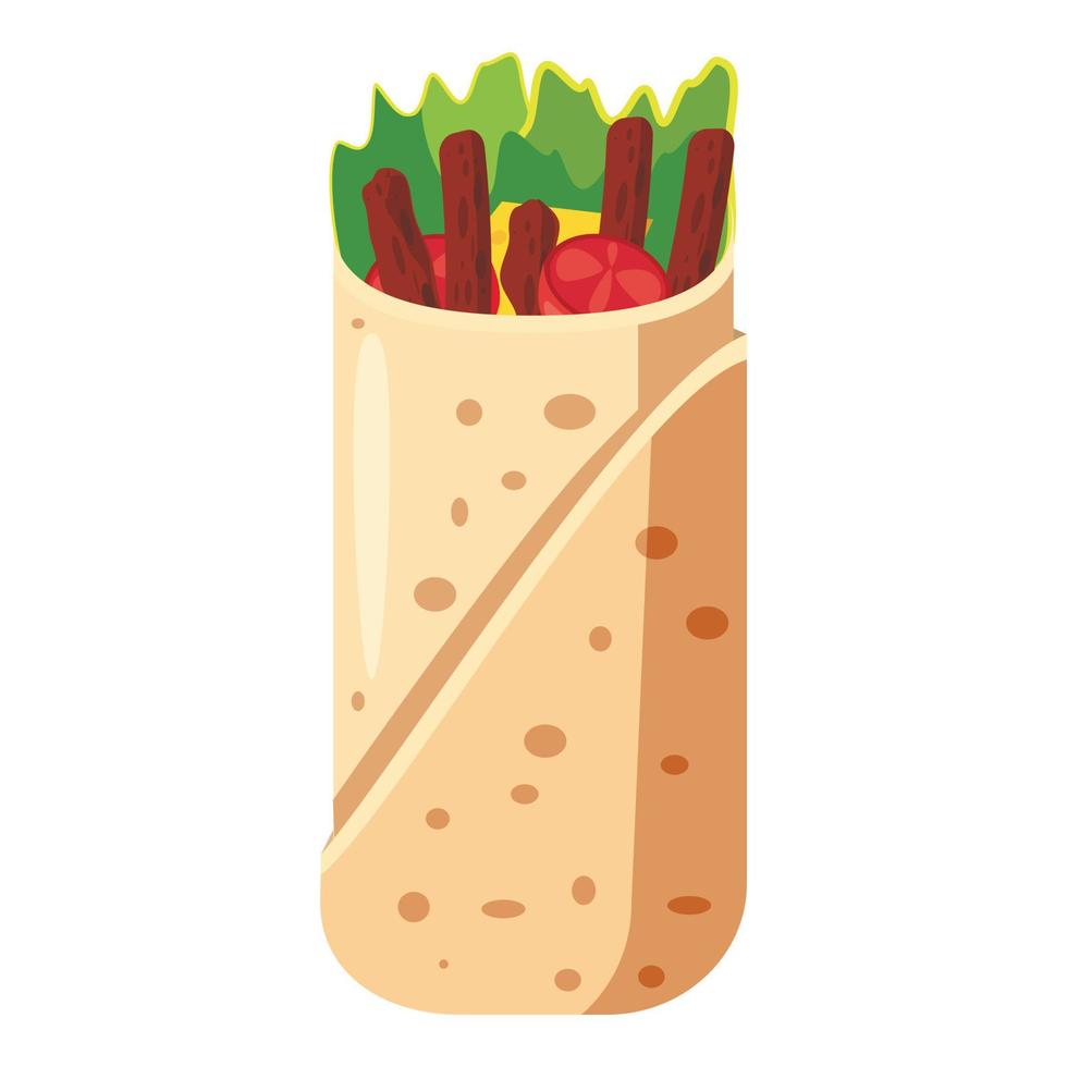 Shawarma icon, cartoon style vector