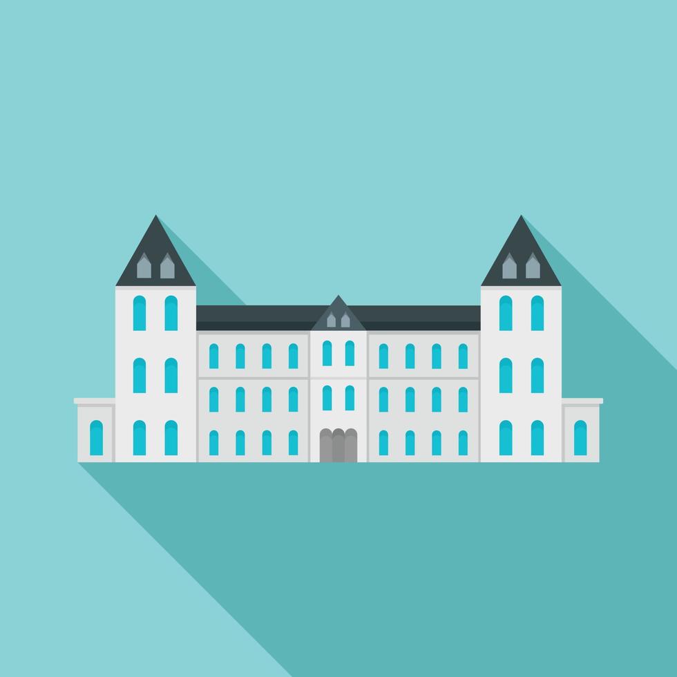 White royal castle city icon, flat style vector