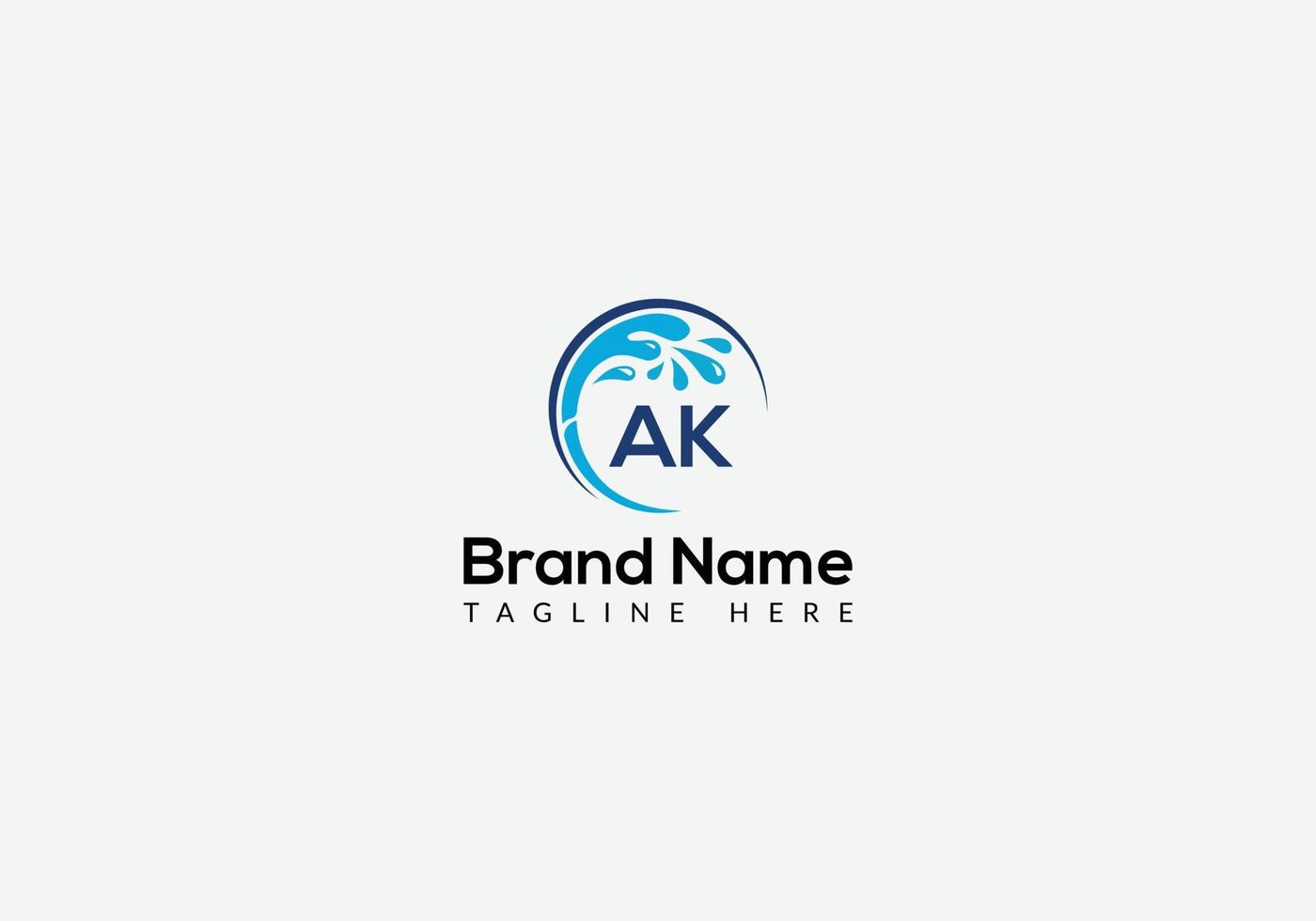 Maid Cleaning Logo On Letter AK. Clean House Sign, Fresh Clean Logo Cleaning Brush and Water Drop Concept Template vector