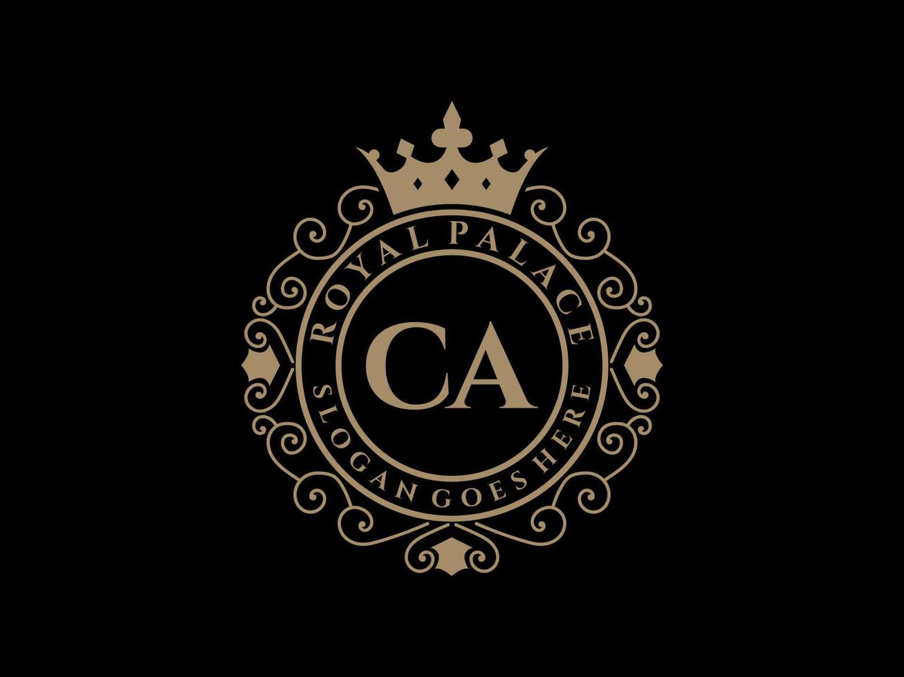 Letter CA Antique royal luxury victorian logo with ornamental frame. vector