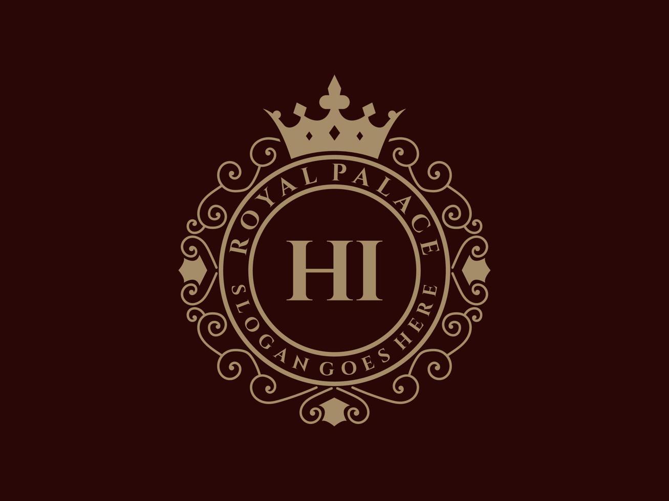 carta hola logotipo victoriano de lujo real antiguo con marco ornamental. vector