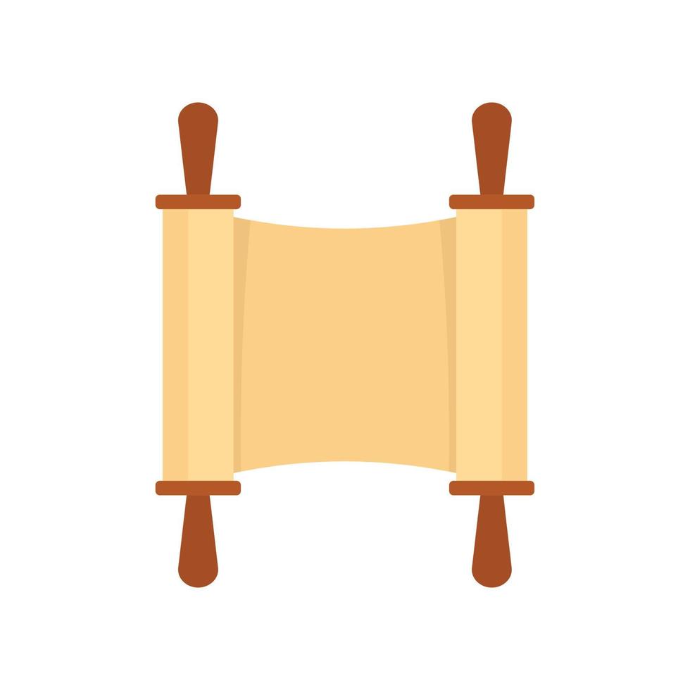 Rolled open brown papyrus icon, flat style vector