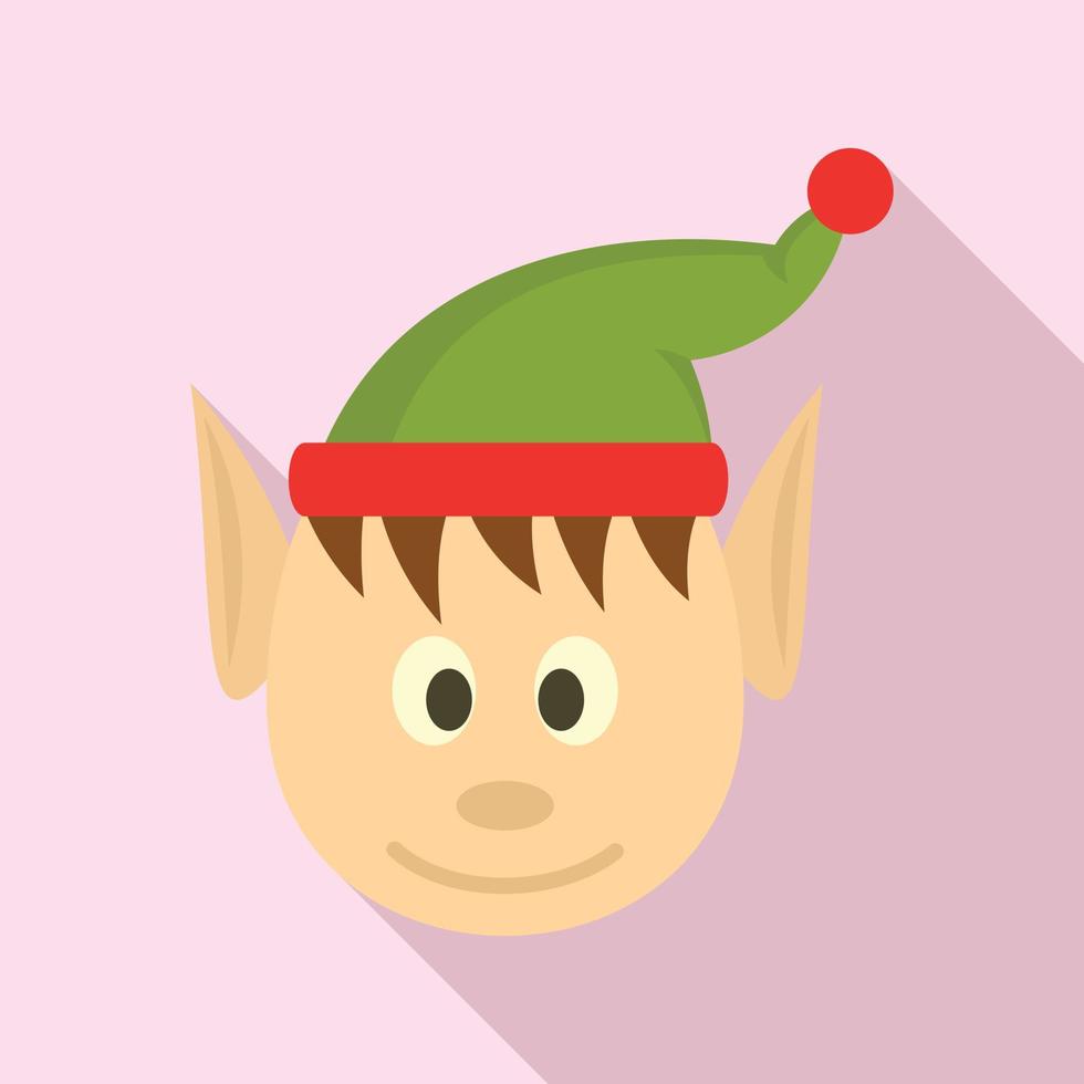 Head elfin icon, flat style vector