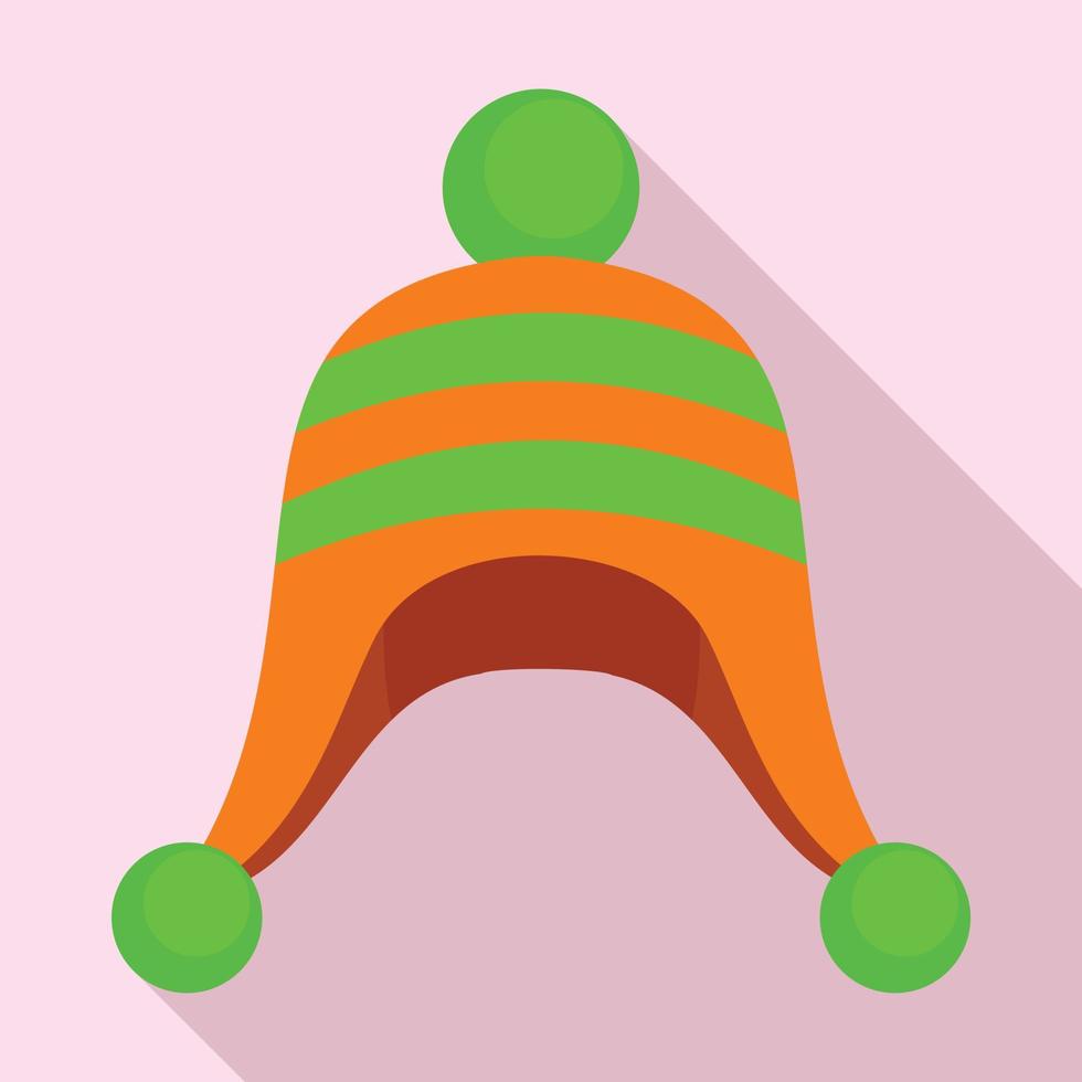 icono de sombrero frío de invierno, estilo plano vector