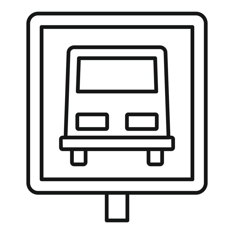 Bus stop road sign icon, outline style vector