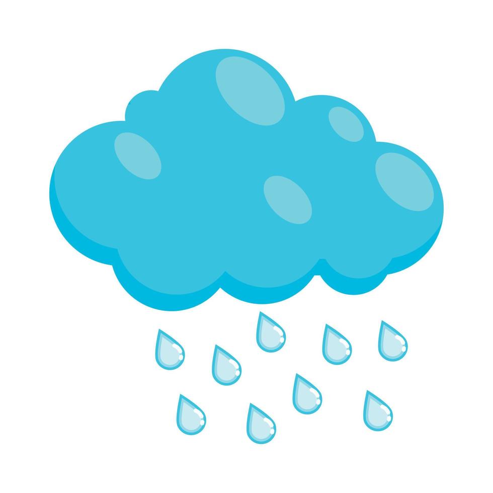 nube con icono de gotas de lluvia, estilo de dibujos animados vector