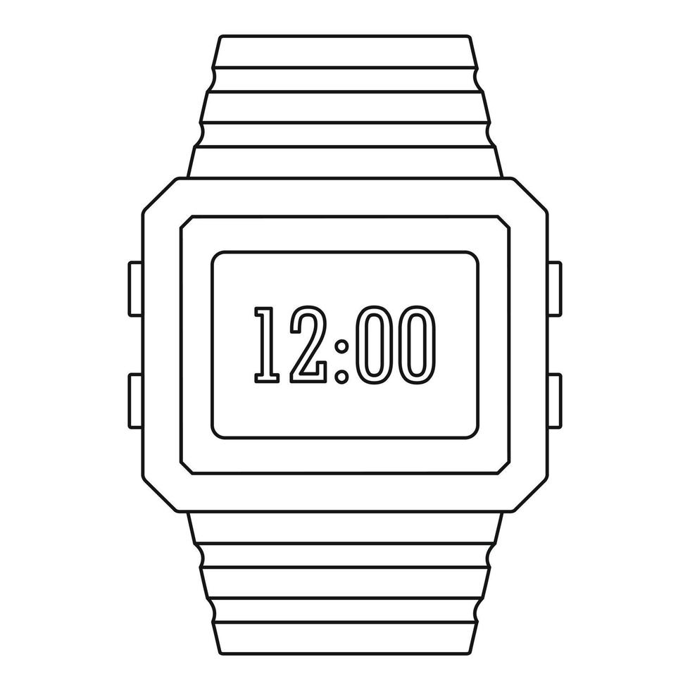 Digital watch icon, outline style. vector