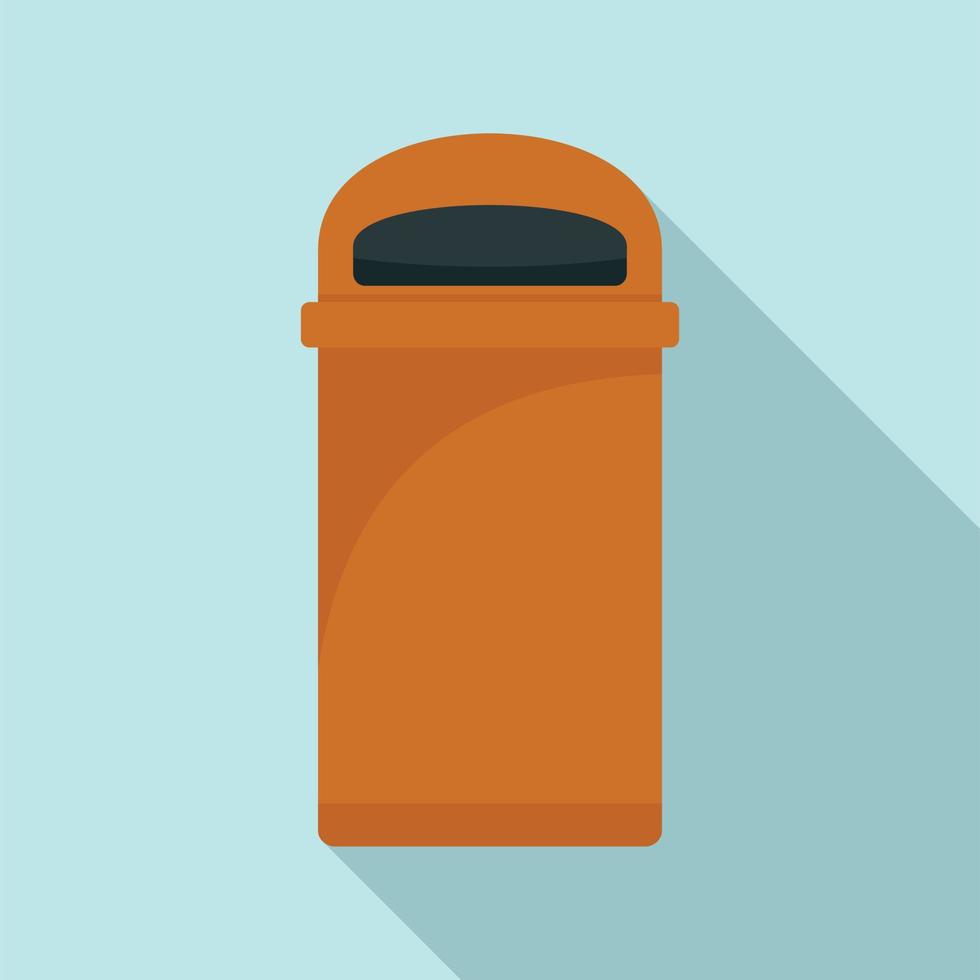 Orange trash box icon, flat style vector