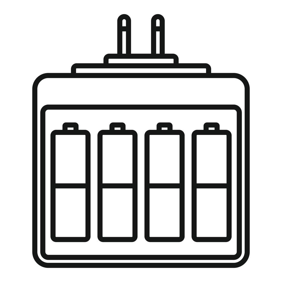 Camera battery charger icon, outline style vector