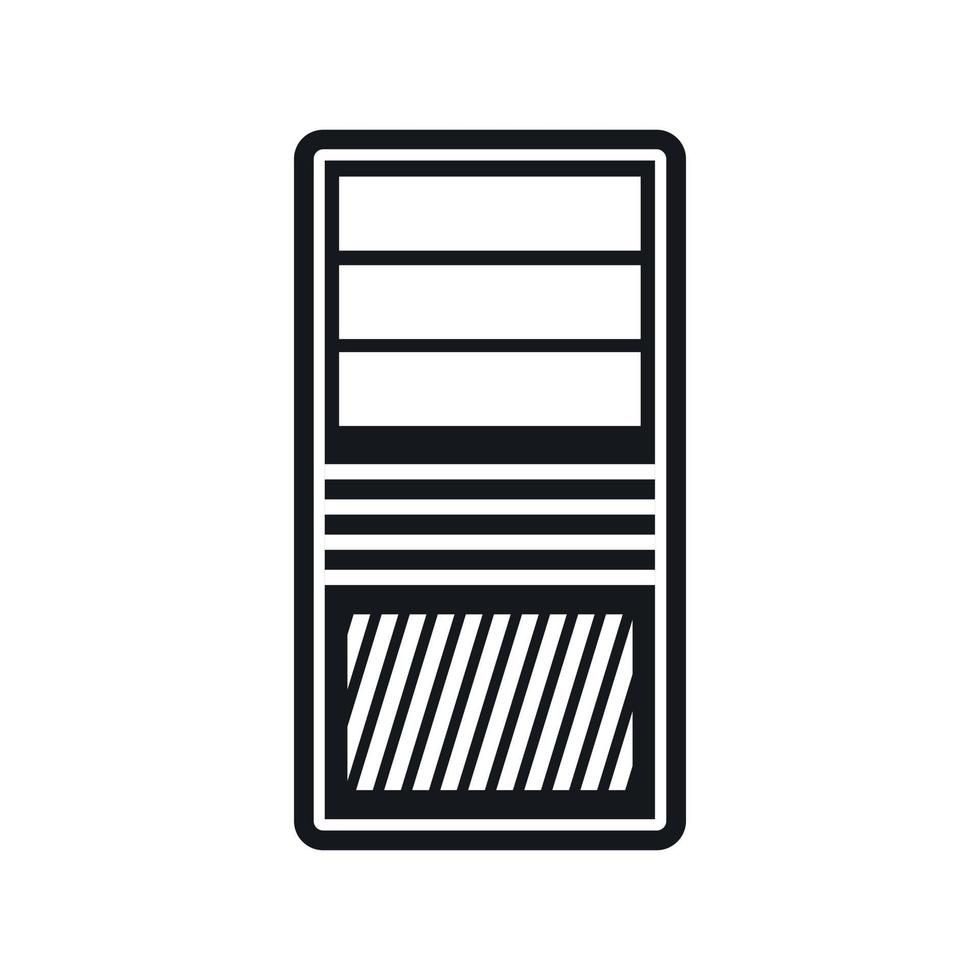 Black computer system unit icon, simple style vector