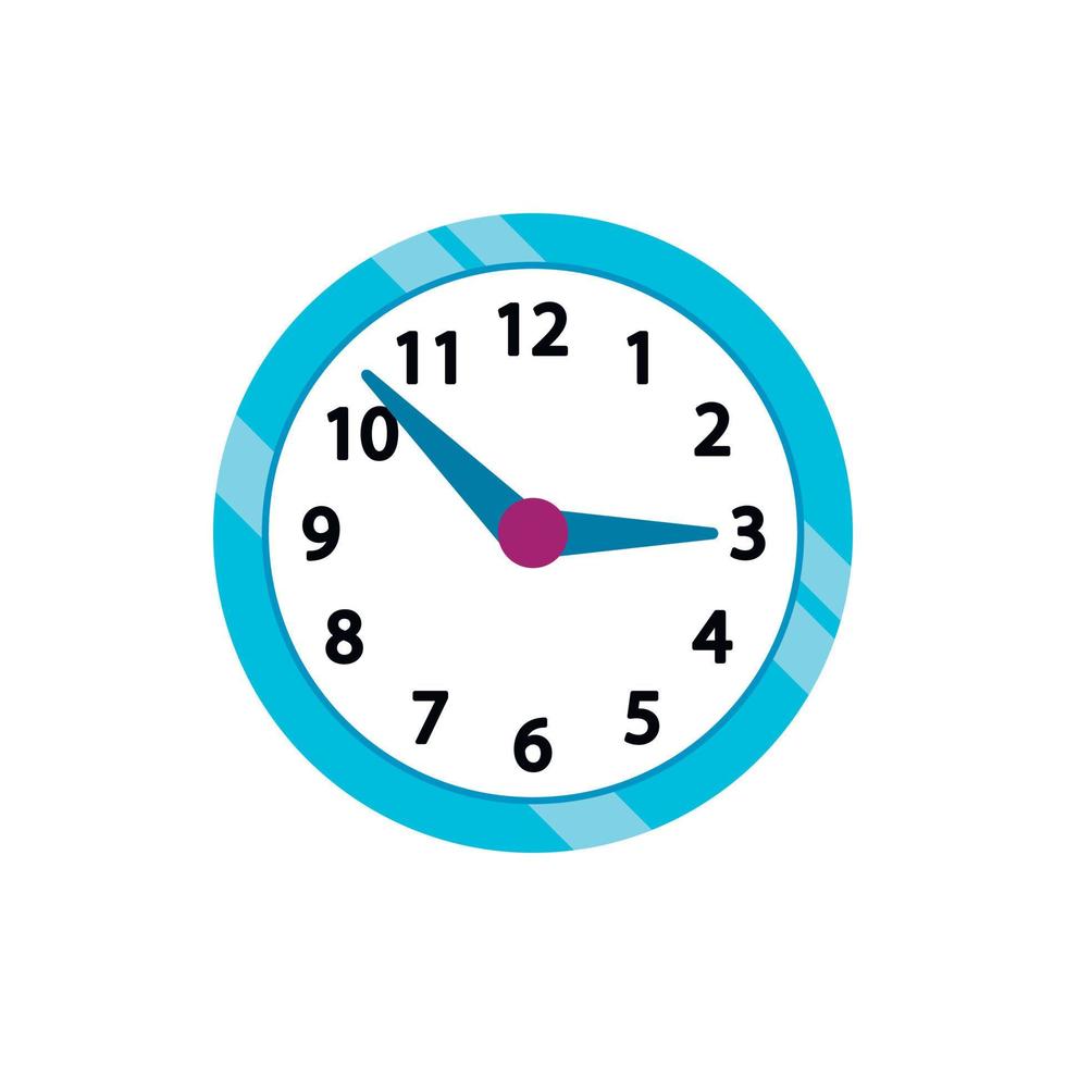 Wall clock with blue rim icon, flat style vector