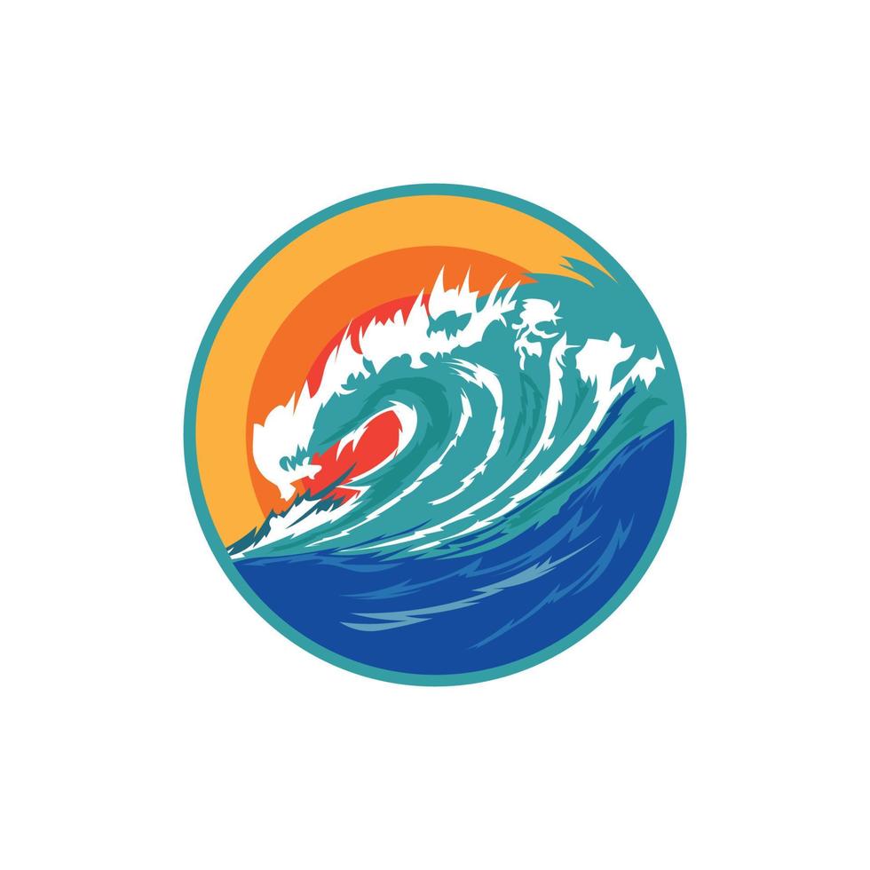 ilustración vectorial del océano de olas, perfecta para el diseño de camisetas, pegatina también para el diseño del logotipo de la escuela de surf vector