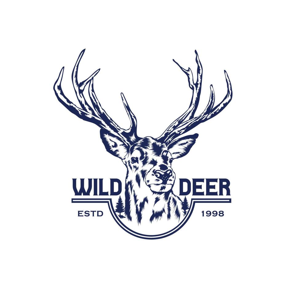 Deer head vector illustration design, perfect for t shirt design and deer hunter club logo