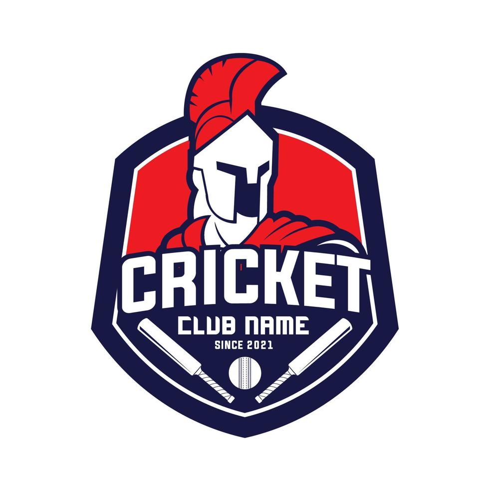 logotipo del club de cricket con guerrero para la mascota, perfecto para placa, logotipo del club de diseño de emblema vector