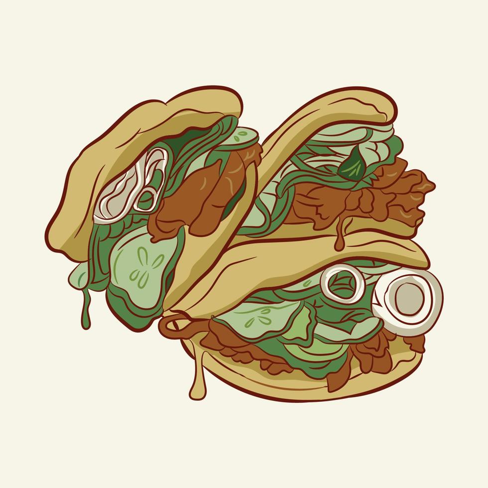 Chicken Pitas vector illustration, perfect for restaurant poster, menu, walldecor design