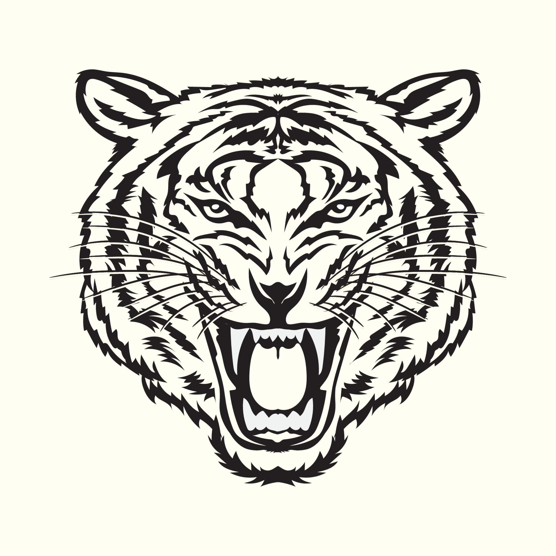 Angry Tiger Face Drawings