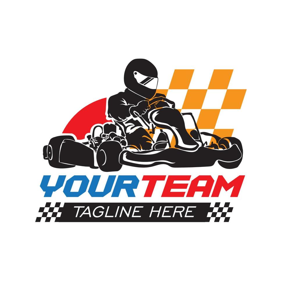 go kart racing sport ilustración vectorial, perfecto para el logotipo del evento de campeonato logotipo también diseño de camiseta vector