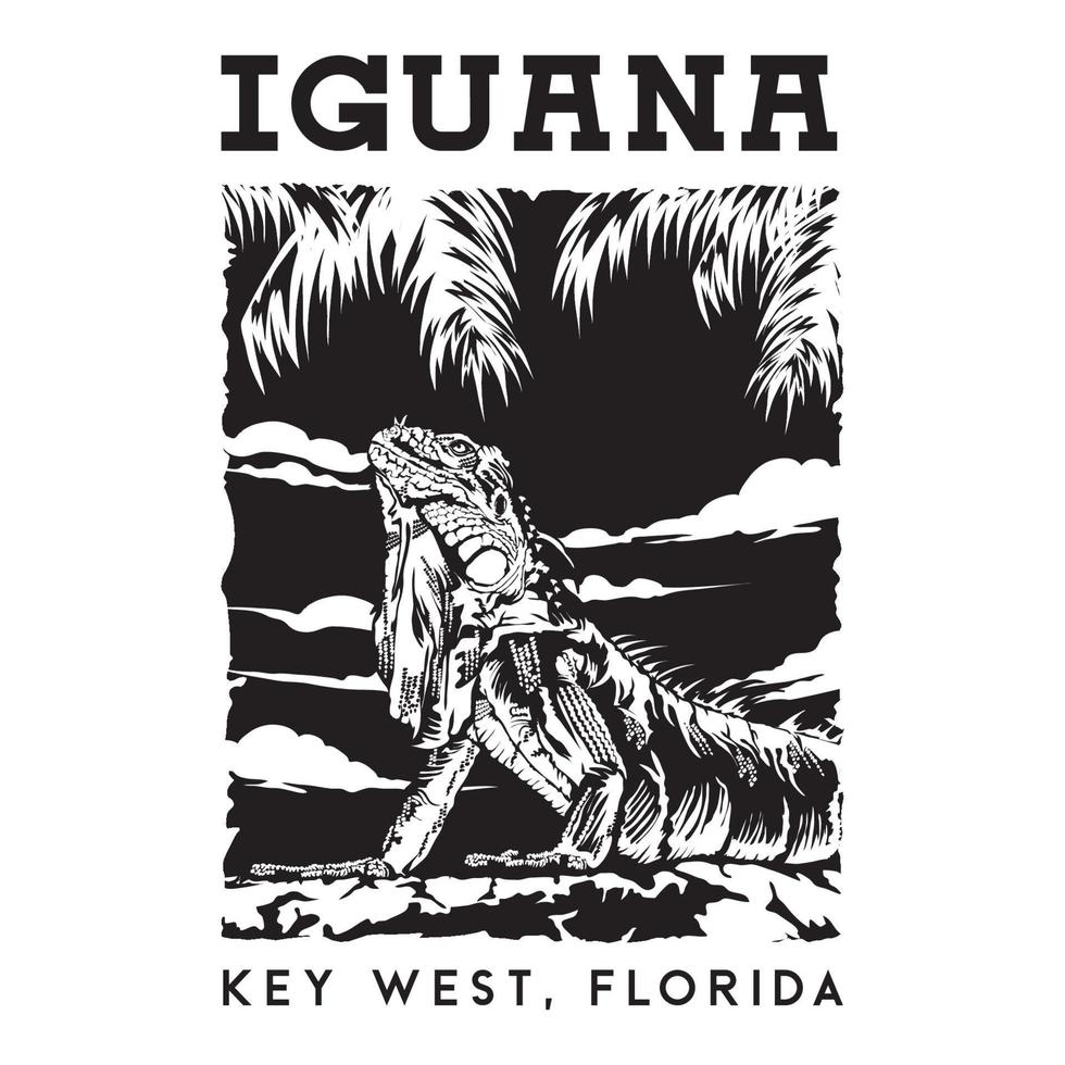 key west florida con ilustración vectorial de iguana en el diseño de afiches de viajes antiguos de los años 60, perfecto para el diseño de camisetas vector