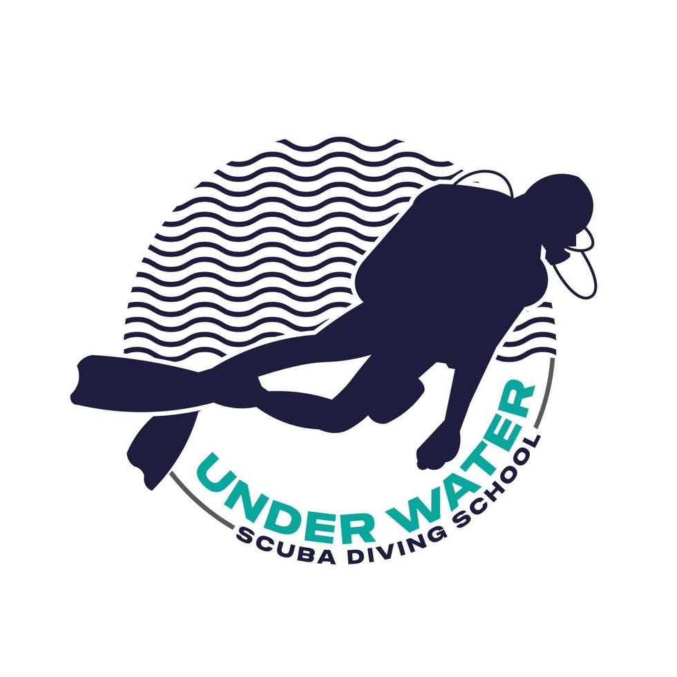 Scuba diving logo design, perfect for diving school and under water adventure logo design vector