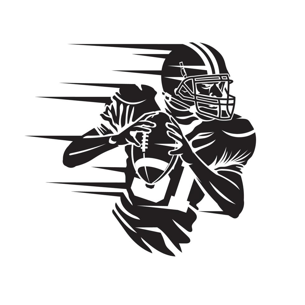 ilustración vectorial del jugador de fútbol americano, perfecta para el diseño de camisetas y el diseño del logotipo del evento de competición del torneo vector