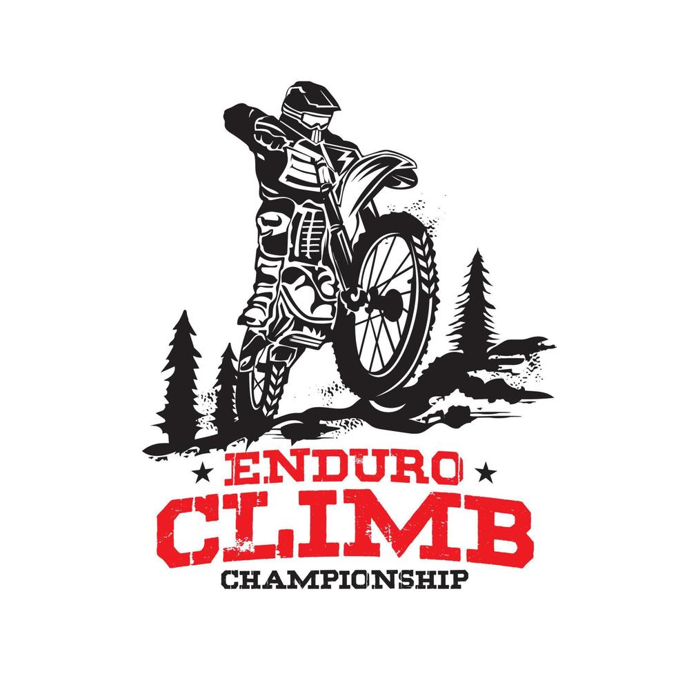 Motocoross Enduro Climb ilustración vectorial, perfecta para el diseño de camisetas y el diseño del logotipo del evento de campeonato vector