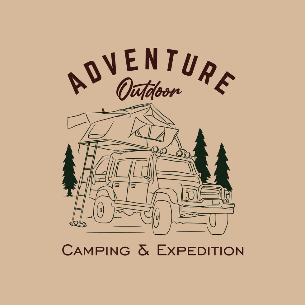 camper van de aventura ilustración vectorial de vehículos todoterreno, perfecto para eventos fuera de carretera, logotipo del club y diseño de camisetas vector