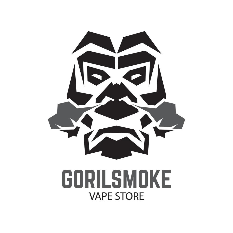 ilustración de vector de cara de gorila en estilo decorativo, perfecto para tienda de vape y diseño de logotipo de producto de marca