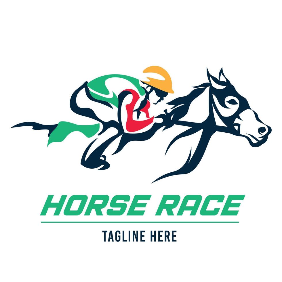 jockey compite con su caballo, perfecto para el logotipo de un club de carreras, establo y granja, así como eventos de carreras de caballos vector