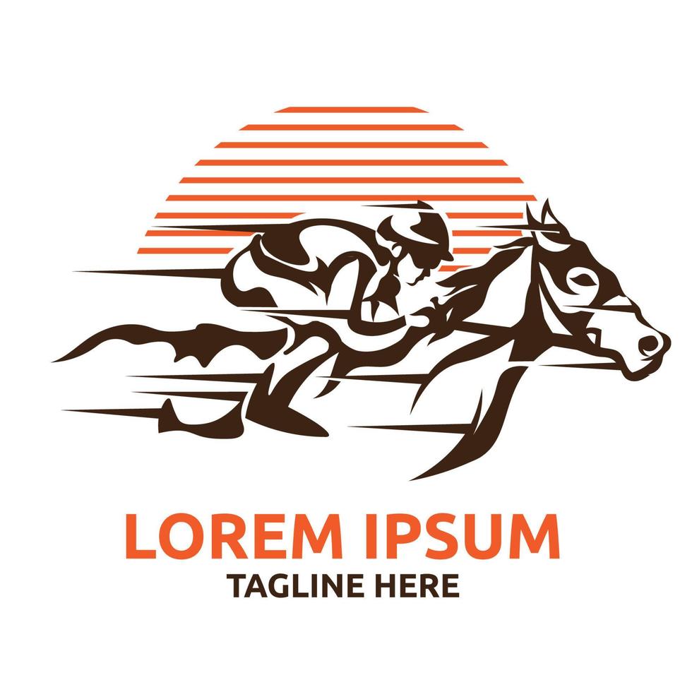 A jockey races his horse, suitable for logo of a racing club, stable and farm, as well as horse racing events vector