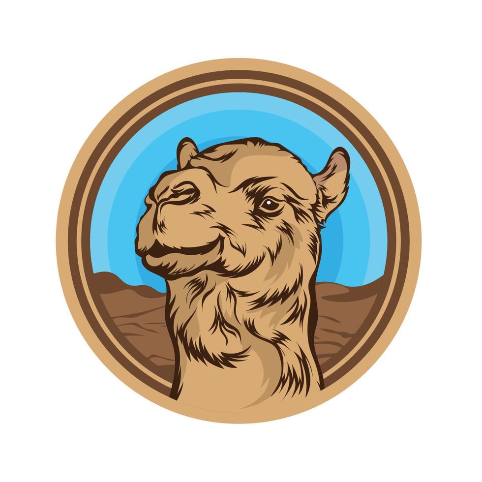 Camel face vector illustration with desert background,perfect for tshirt design and all merchandise type