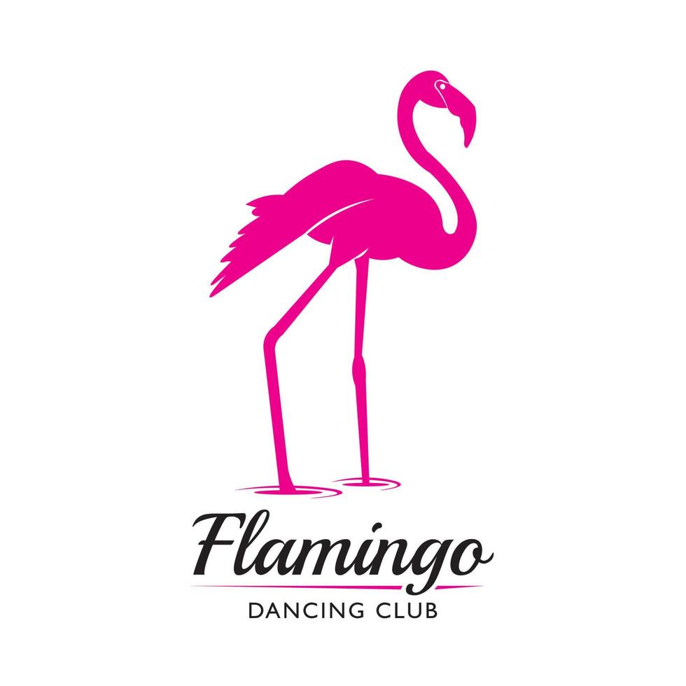 diseño de ilustración de vector de pájaro flamenco, perfecto para club de playa y diseño de logotipo de escuela de baile también logotipo de producto de marca