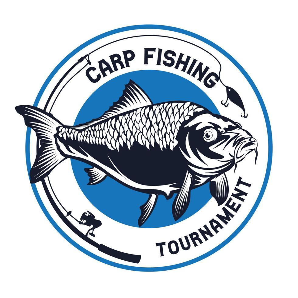 logotipo de pesca de carpa, bueno para el evento del torneo de pesca y el diseño del logotipo comercial de la empresa proveedora de la tienda de pescado fresco vector